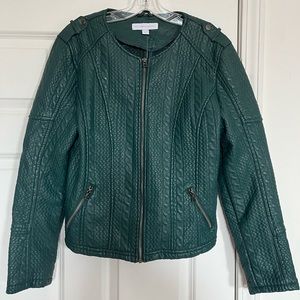 New York & Company leather cable knit jacket